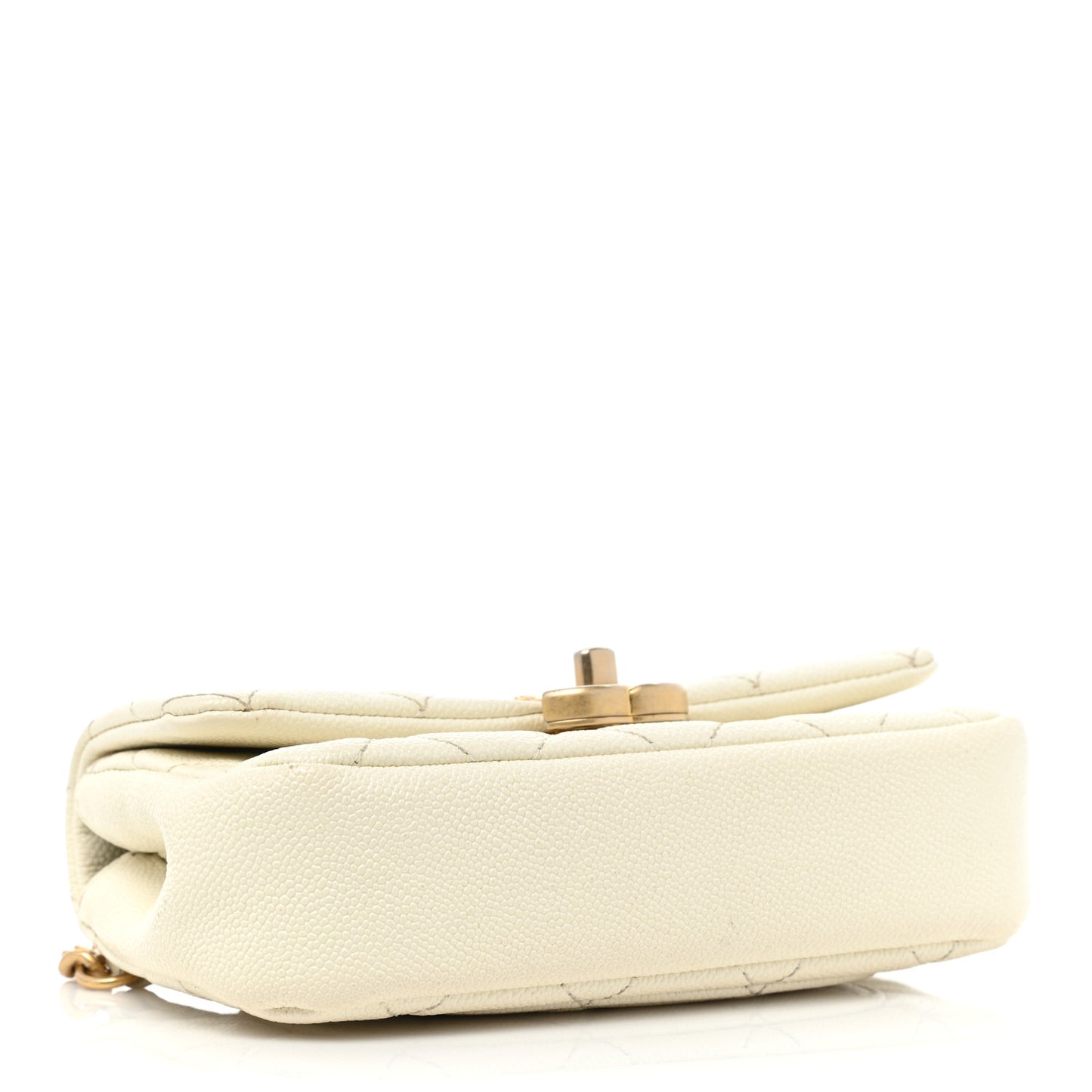 Caviar Quilted Chain Melody Waist Belt Bag White