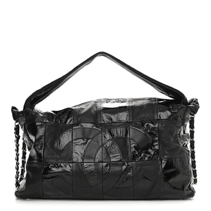 Chanel Lambskin Patent Calfskin Brooklyn Patchwork Hobo Black 1 of 12