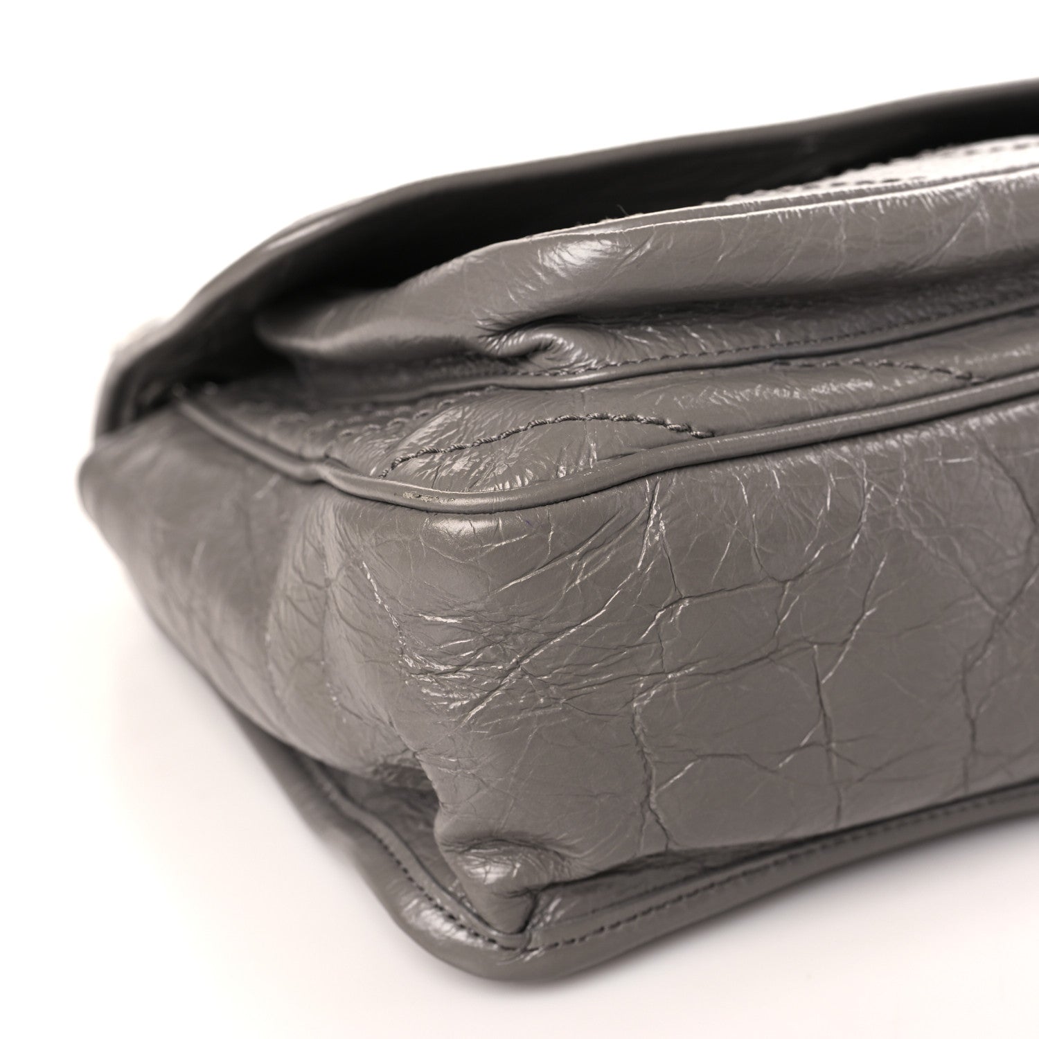 Saint Laurent Crinkled Calfskin Matelasse Monogram Medium Niki Chain Satchel Fog 8 of 11