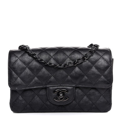 Chanel Crumpled Calfskin Quilted Mini Rectangular Flap So Black 1 of 12