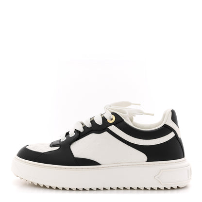 Louis Vuitton Monogram Embossed Calfskin Time Out Sneakers 38 White Black 1 of 12