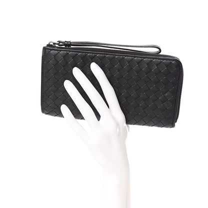Bottega Veneta Nappa Intrecciato Half Zip Around Wallet Black 2 of 7