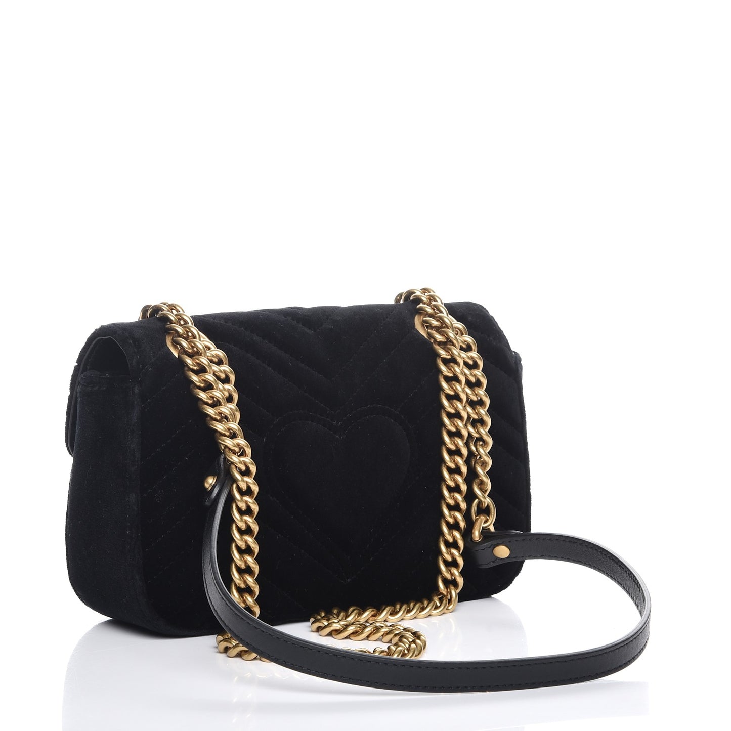 Velvet Matelasse Mini GG Marmont Shoulder Bag Black