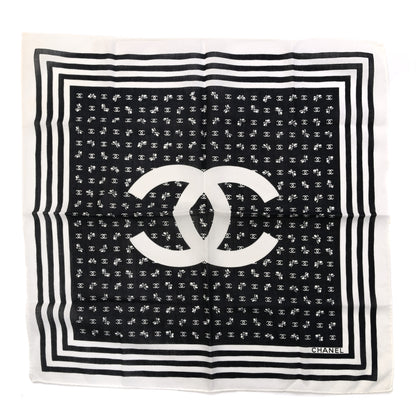 Chanel Silk CC Square Scarf Black White 1 of 3