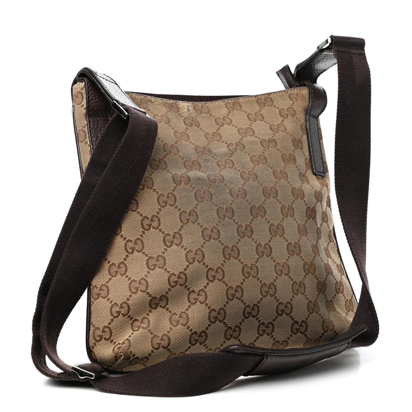 Monogram Flat Messenger Bag Beige Dark Brown