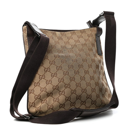 Gucci Monogram Flat Messenger Bag Beige Dark Brown 3 of 10