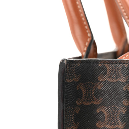 Celine Triomphe Canvas Calfskin Small Vertical Cabas Tan 14 of 16