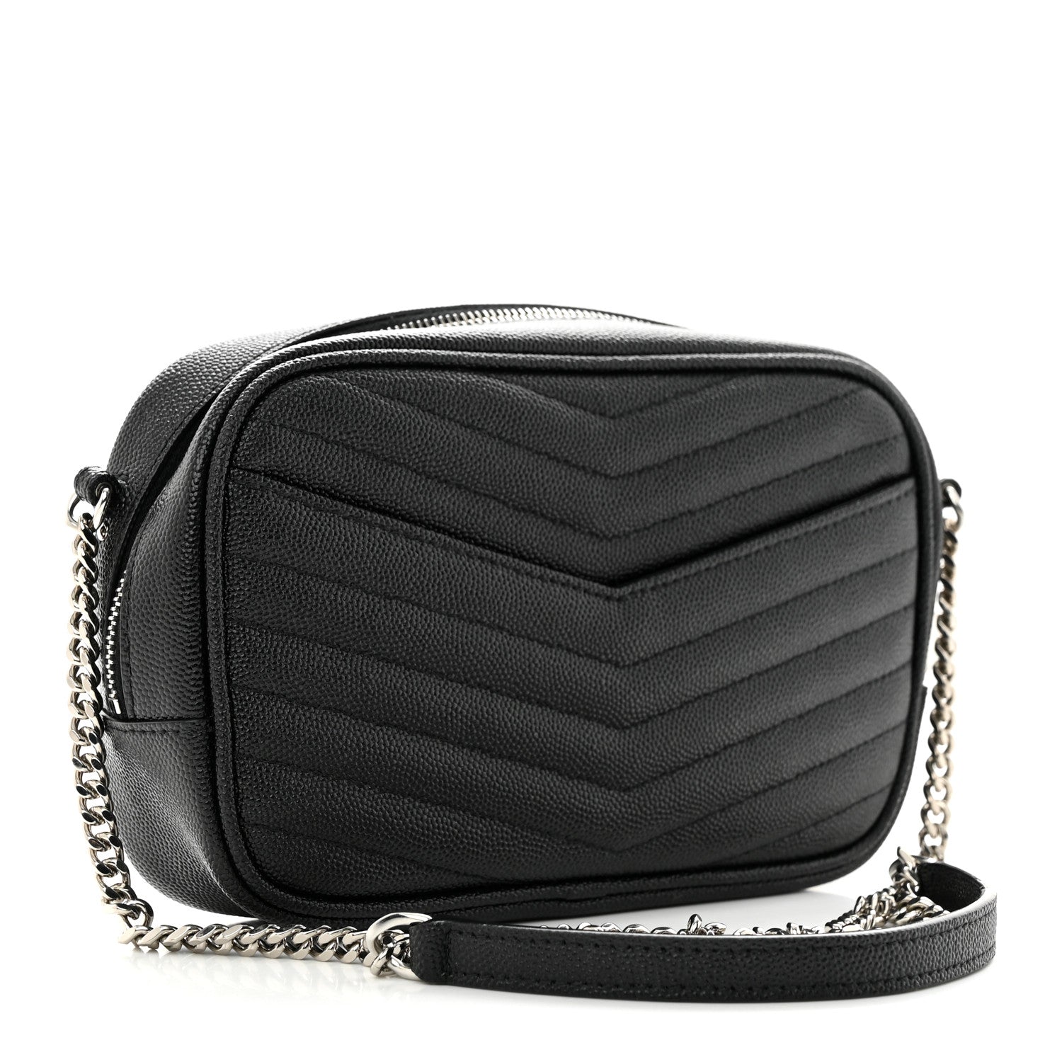 Saint Laurent Grain De Poudre Matelasse Monogram Mini Lou Camera Bag Black 3 of 13
