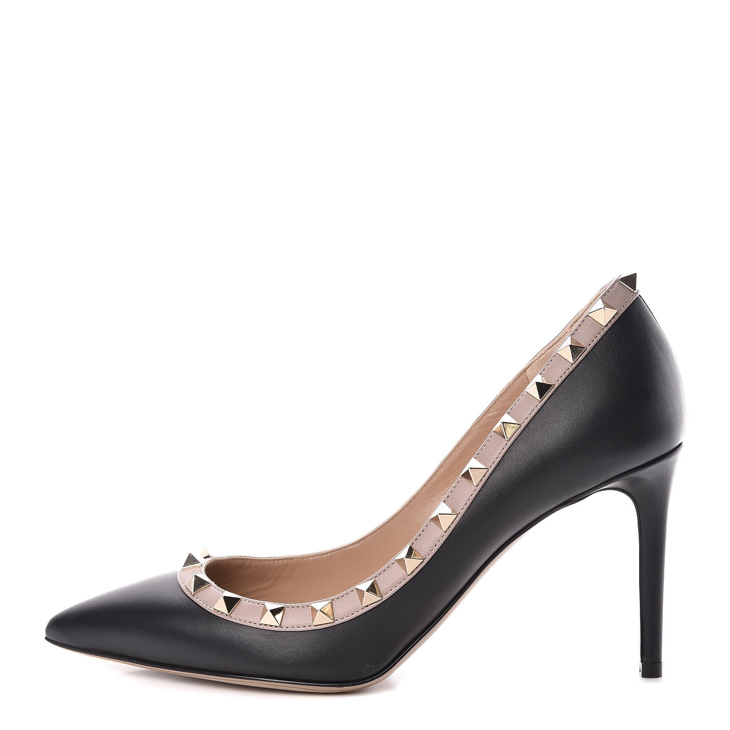 Valentino Garavani Calfskin Rockstud 85mm Pumps 37 Black Poudre 1 of 13
