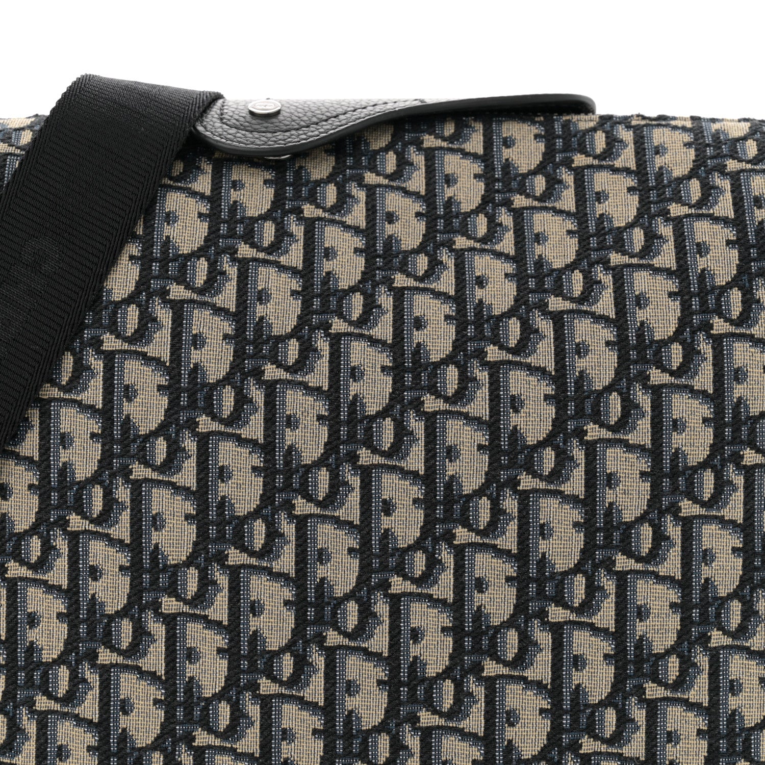 Christian Dior Oblique Jacquard Grained Calfskin Lingot Pouch Beige Black 7 of 9