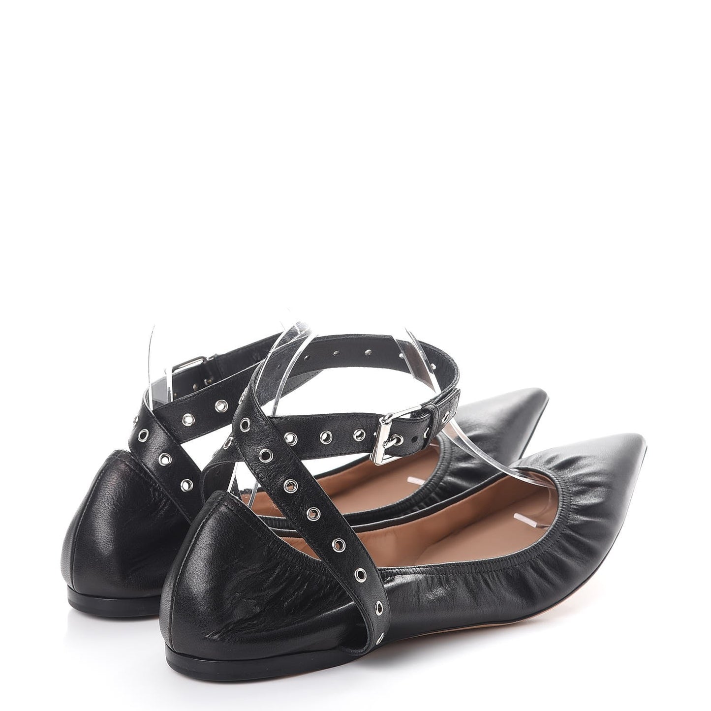Lambskin Love Latch Ankle Wrap Flats 41 Nero Black