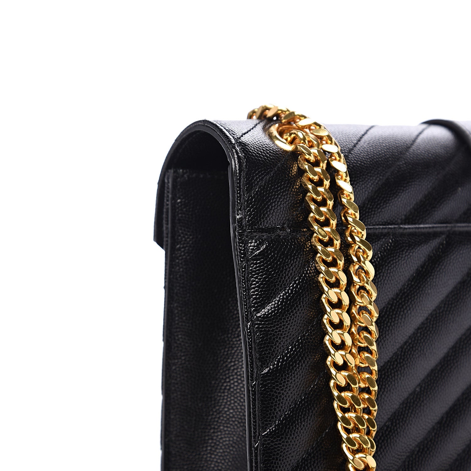 Saint Laurent Grain De Poudre Matelasse Chevron Medium Monogram Satchel Black 10 of 11