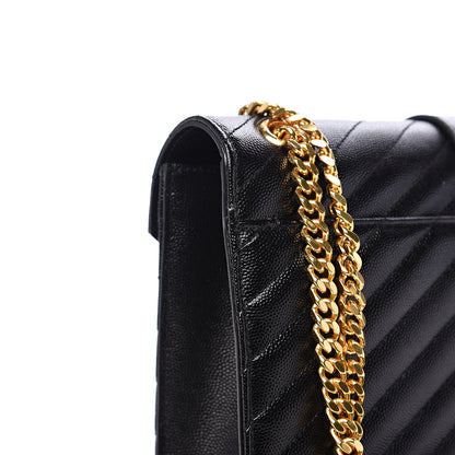 Saint Laurent Grain De Poudre Matelasse Chevron Medium Monogram Satchel Black 10 of 11