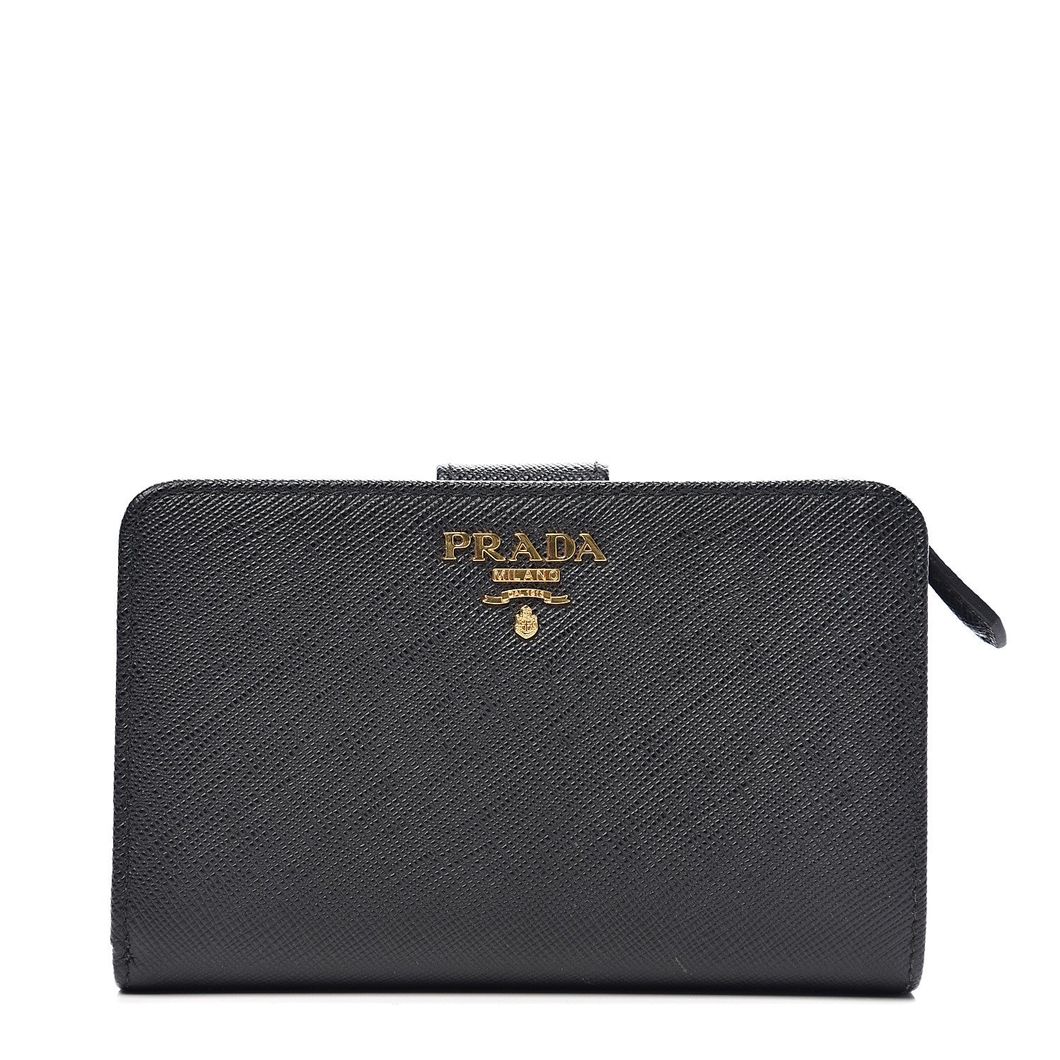 Prada Saffiano Metal Compact Wallet Black 1 of 7