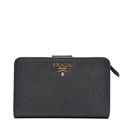 Prada Saffiano Metal Compact Wallet Black 1 of 7