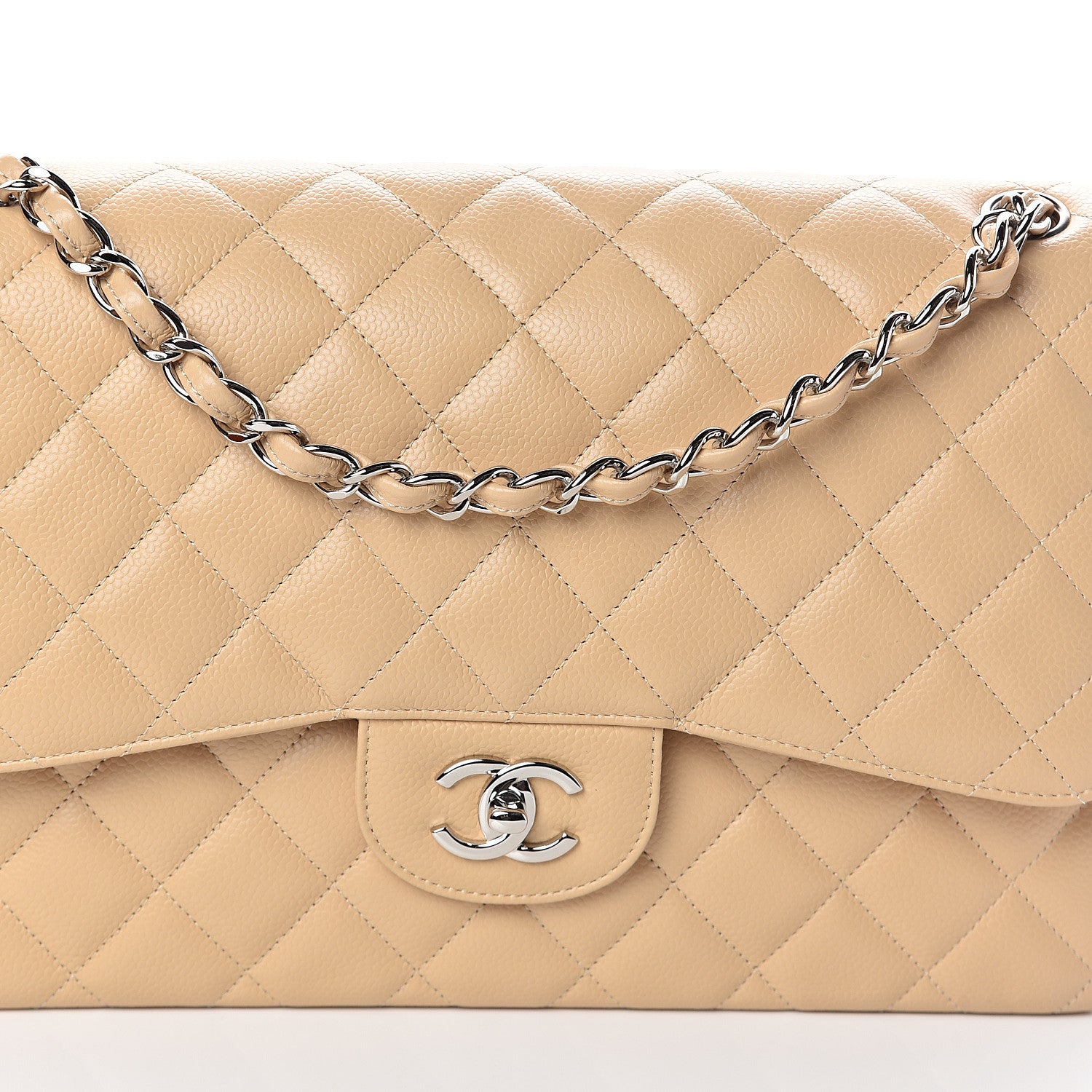 Chanel Caviar Quilted Jumbo Double Flap Beige Clair 8 of 10