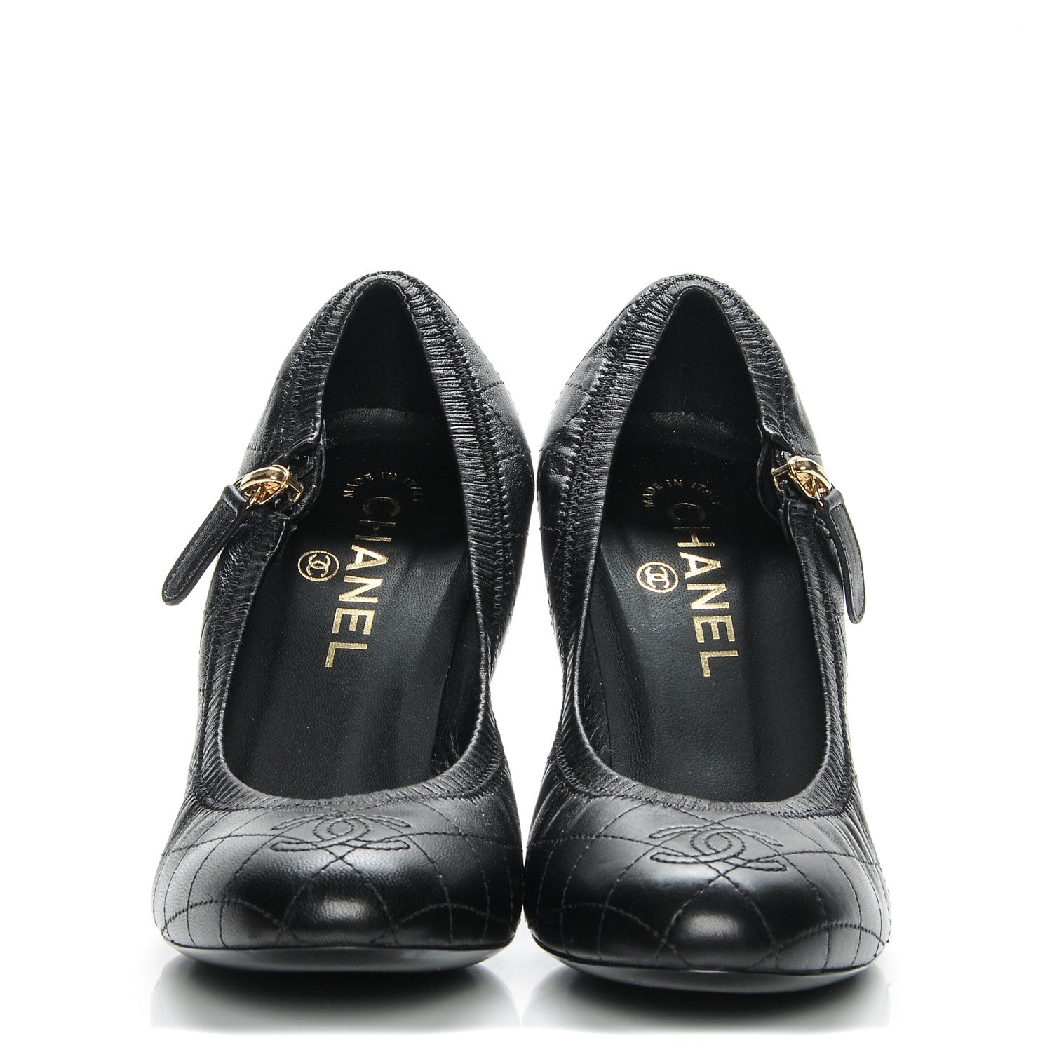 Chanel Lambskin Quilted CC Pumps 37.5 Black 2 of 7