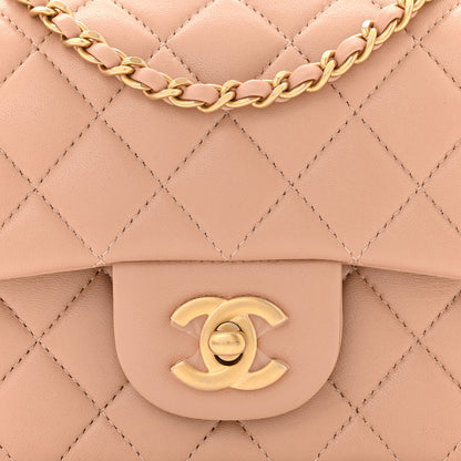 Chanel Lambskin Quilted Mini Top Handle Rectangular Flap Beige 8 of 10