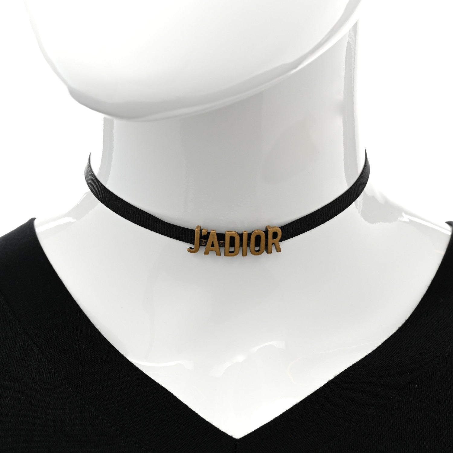 Christian Dior Grosgrain Ribbon J'Adior Logo Choker Necklace Black 2 of 7