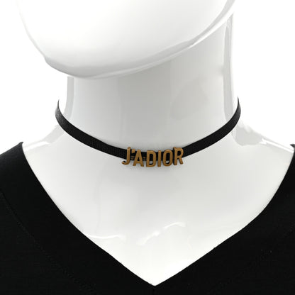 Christian Dior Grosgrain Ribbon J'Adior Logo Choker Necklace Black 2 of 7