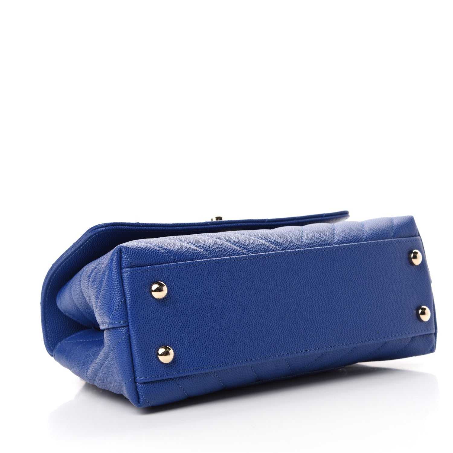 Chanel Caviar Chevron Quilted Mini Coco Handle Flap Blue 4 of 11