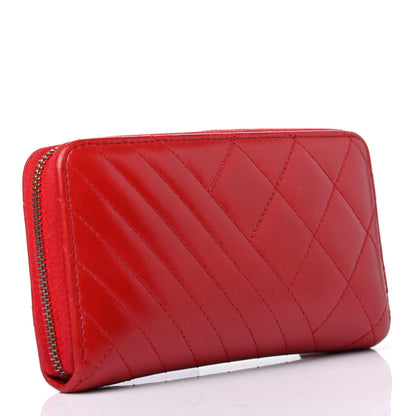 Chanel Glazed Calfskin Quilted Small Coco Boy Zip Around Wallet Red 2 of 4