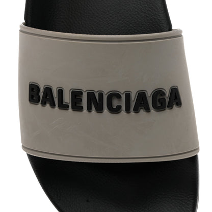 Balenciaga Rubber Womens Logo Pool Slide Sandals 37 Black Grey 6 of 10