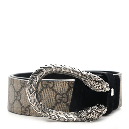 Gucci GG Supreme Monogram Suede Dionysus 40mm Belt 85 34 Beige Black 1 of 6