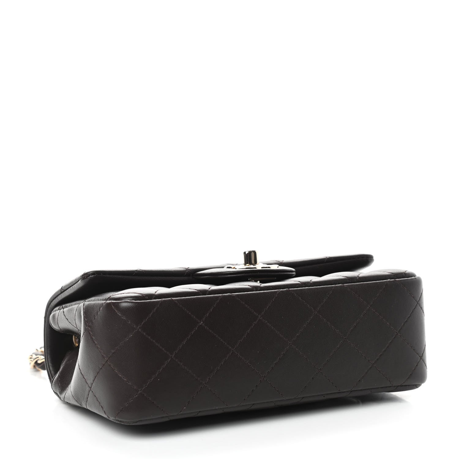 Chanel Lambskin Quilted Mini Rectangular Flap Dark Brown 4 of 11