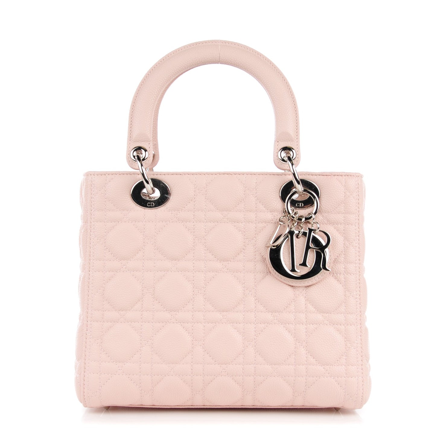 Grained Calfskin Cannage Medium Lady Dior Rose Poudre