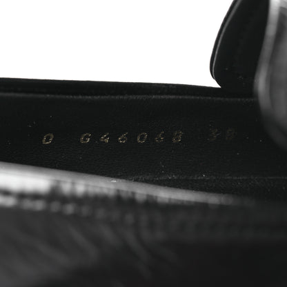 Chanel Shiny Calfskin Logo Loafers 38 Black 10 of 11
