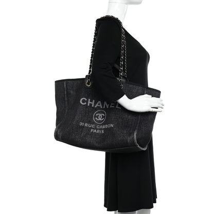 Chanel Woven Straw Raffia Large Deauville Tote Black 2 of 10