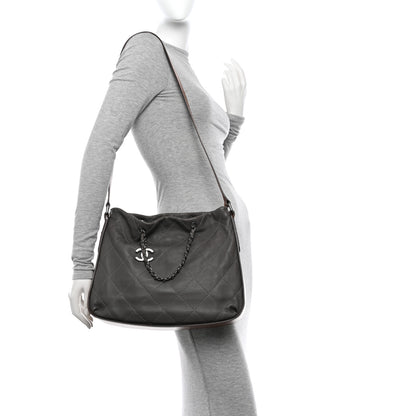 Chanel Calfskin Country Chic Stitched Hobo Grey 2 of 11