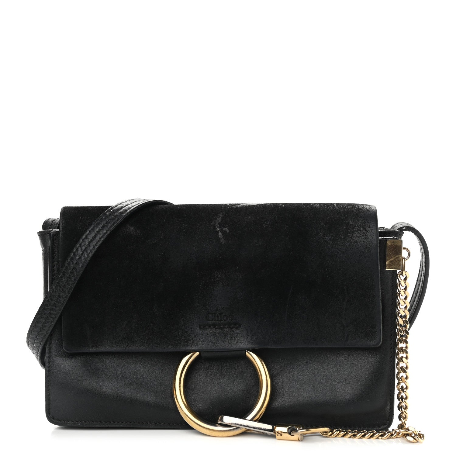 Chloe Suede Calfskin Small Faye Shoulder Bag Black 1 of 25