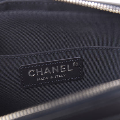 Chanel Calfskin Chevron Quilted Double Camera Bag With Flap Black 6 of 17