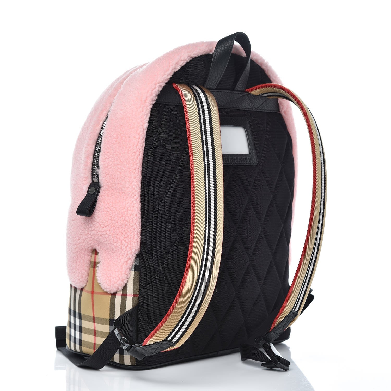 Burberry Fleece Vintage Check Kid's Monster Motif Backpack Antique Yellow 3 of 7