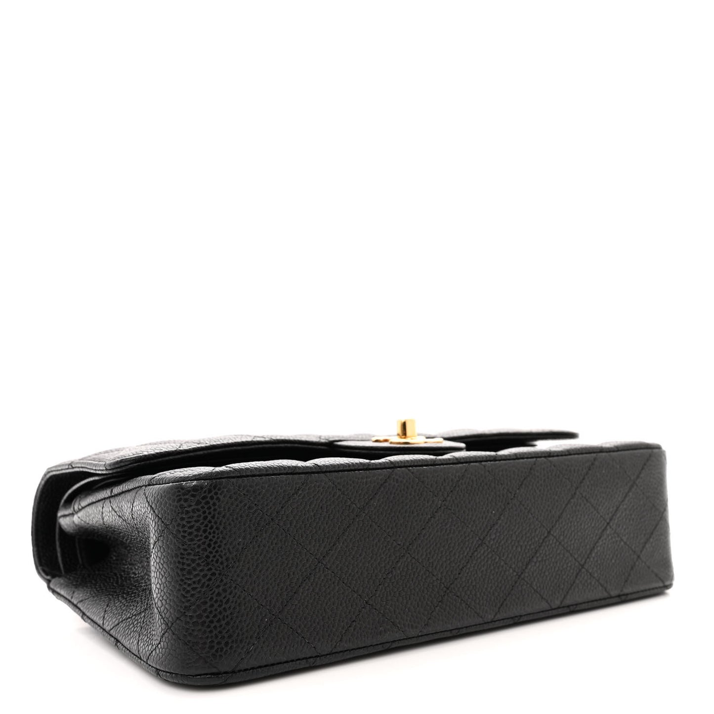 Caviar Quilted Medium Double Flap Black
