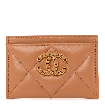 Chanel Lambskin Quilted Chanel 19 Card Holder Brown 1 of 10