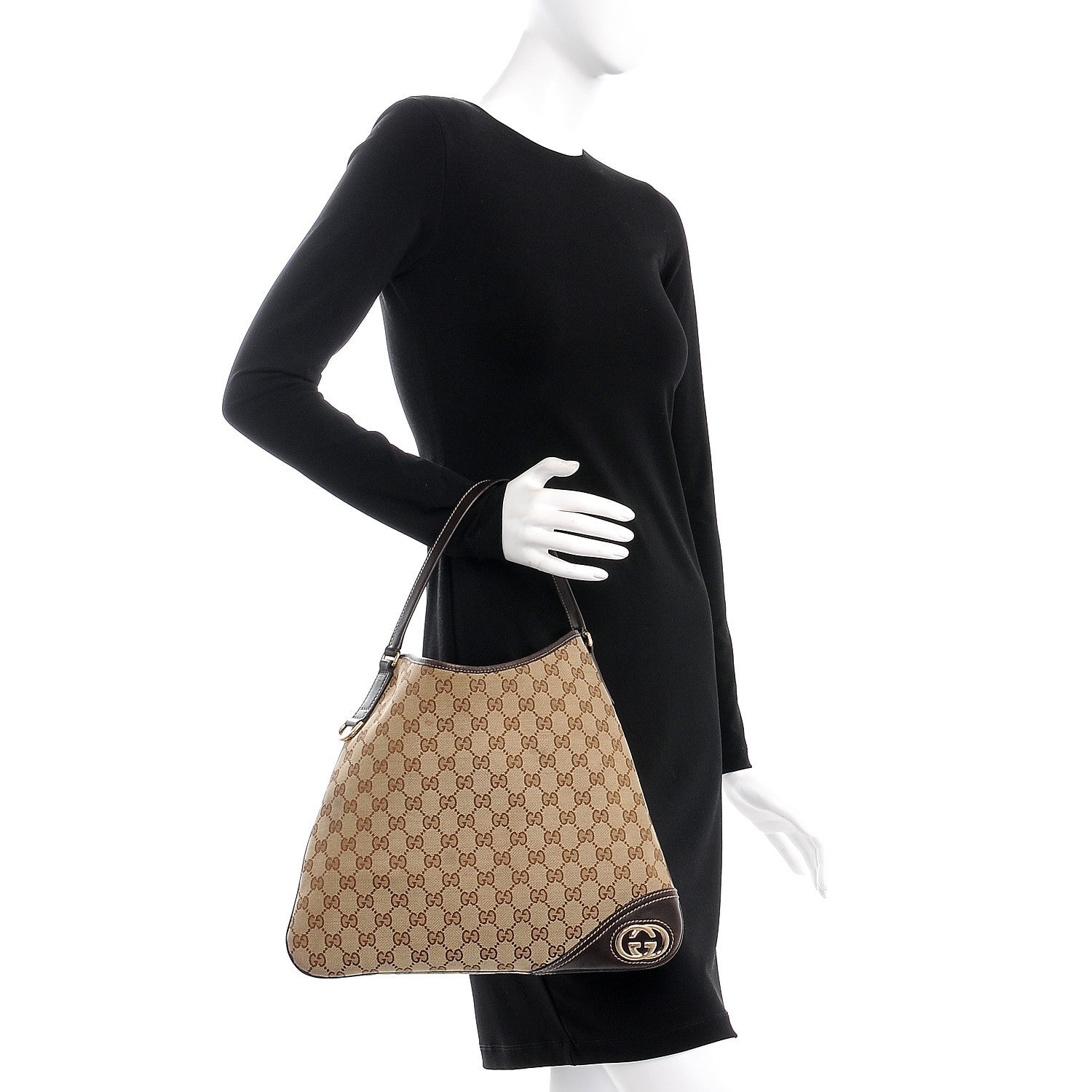 Gucci Monogram Medium New Britt Hobo Dark Brown 2 of 7