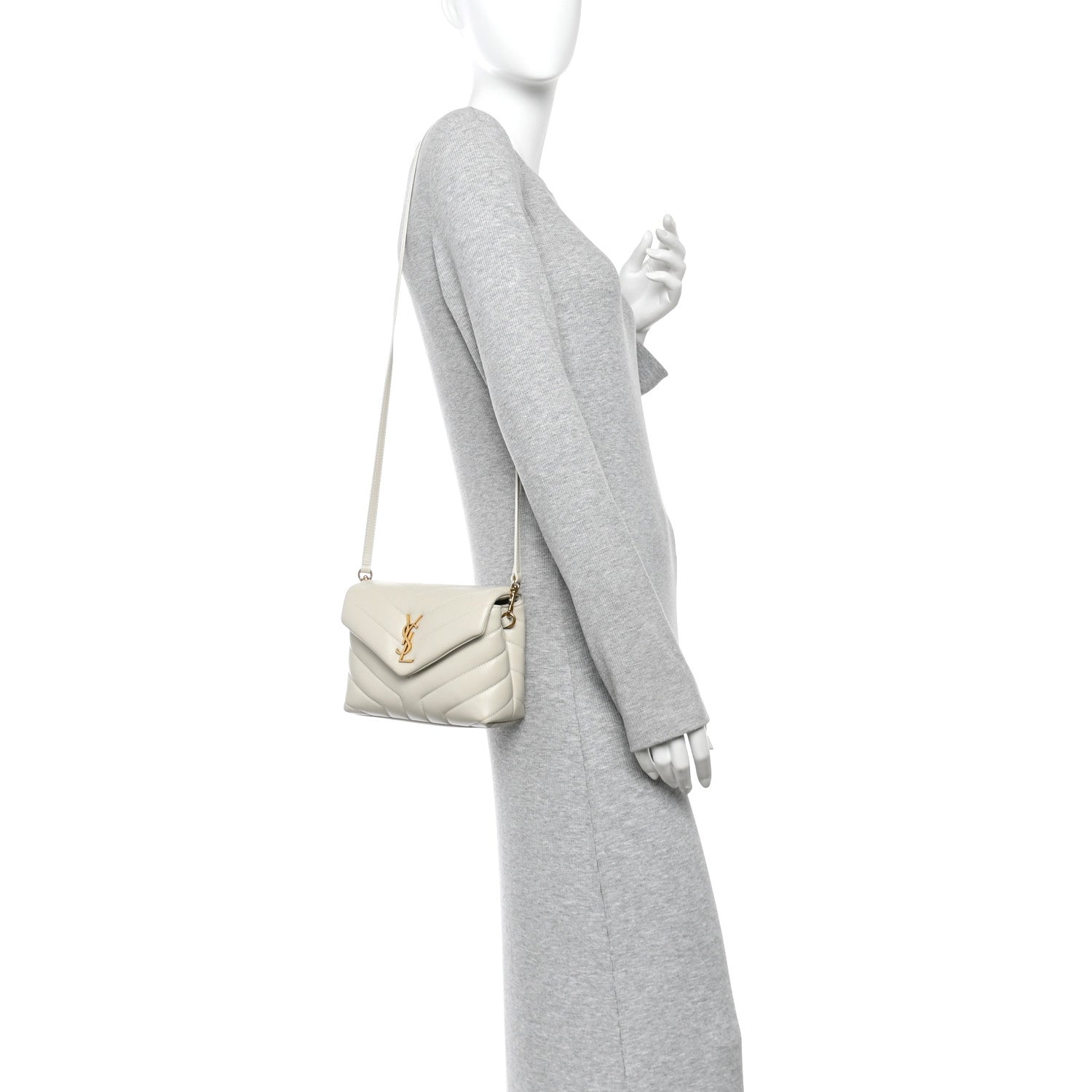 Saint Laurent Calfskin Y Quilted Monogram Toy Loulou Crossbody Bag Crema Soft 2 of 10