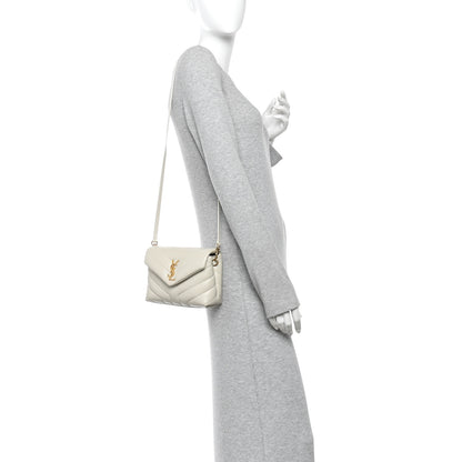 Saint Laurent Calfskin Y Quilted Monogram Toy Loulou Crossbody Bag Crema Soft 2 of 10