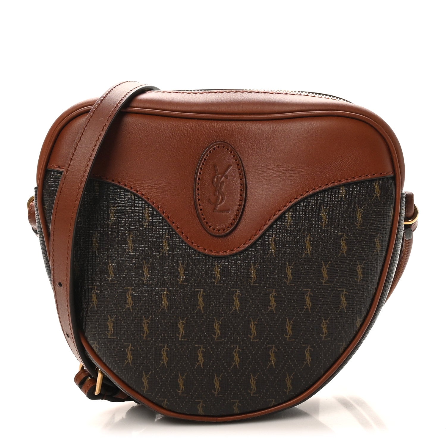 Saint Laurent Canvas Smooth Calfskin Le Monogramme Coeur Crossbody Chestnut 1 of 10