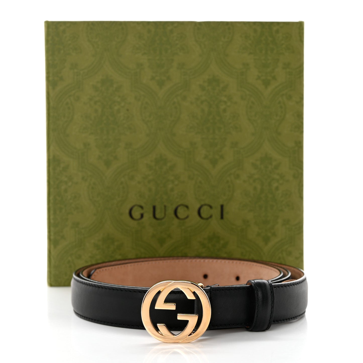 Moon Calfskin Interlocking G 25mm Belt 105 42 Black