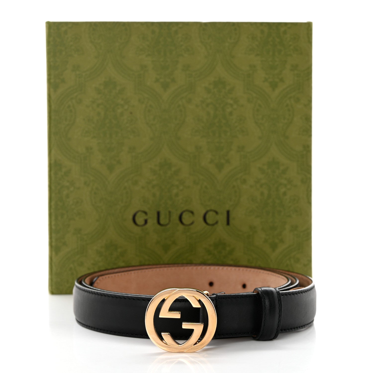 Gucci Moon Calfskin Interlocking G 25mm Belt 105 42 Black 6 of 6