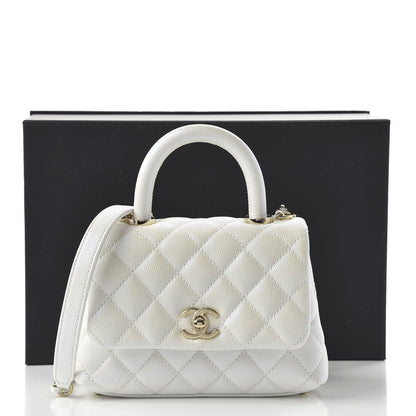 Chanel Iridescent Caviar Quilted Extra Mini Coco Handle Flap Ivory 11 of 11