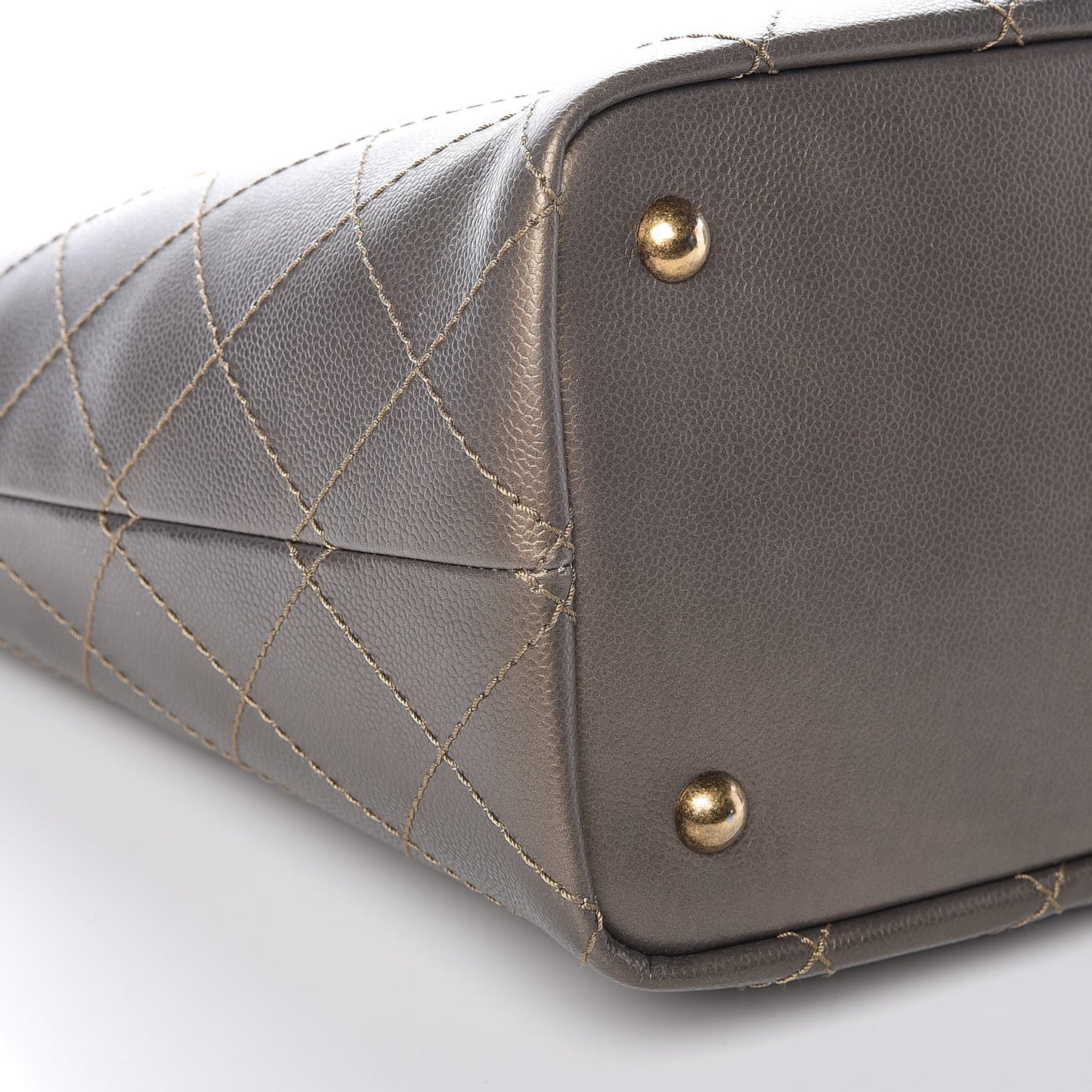 Grained Calfskin Large Shopping Fever Tote Gold