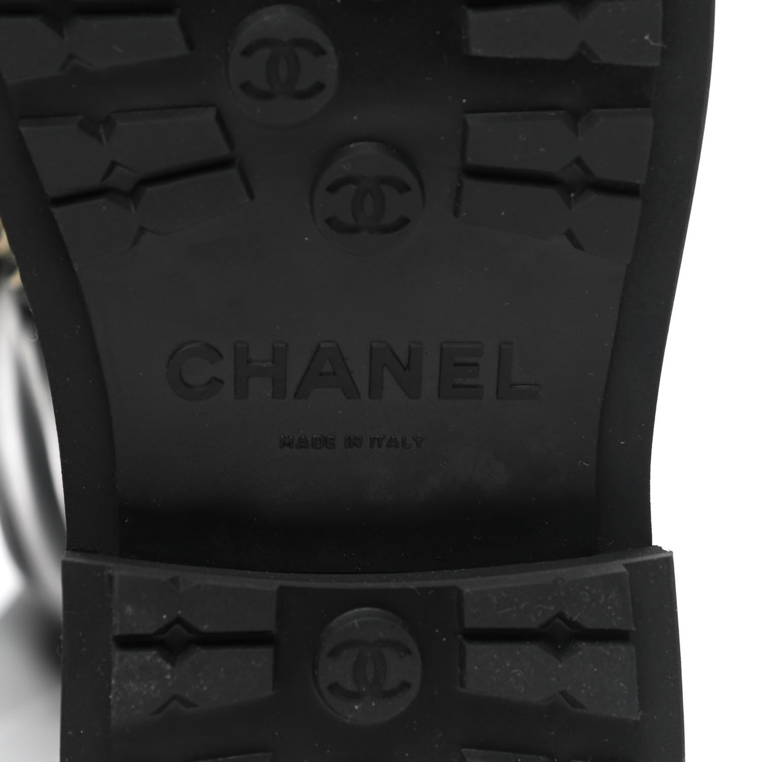 Chanel Calfskin Knit Lace Up Combat Boots 36 Black 6 of 7