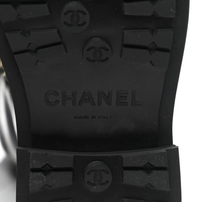 Chanel Calfskin Knit Lace Up Combat Boots 36 Black 6 of 7