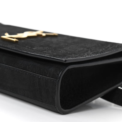 Saint Laurent Suede Crocodile Embossed Monogram Kate Belt Bag Black 9 of 9
