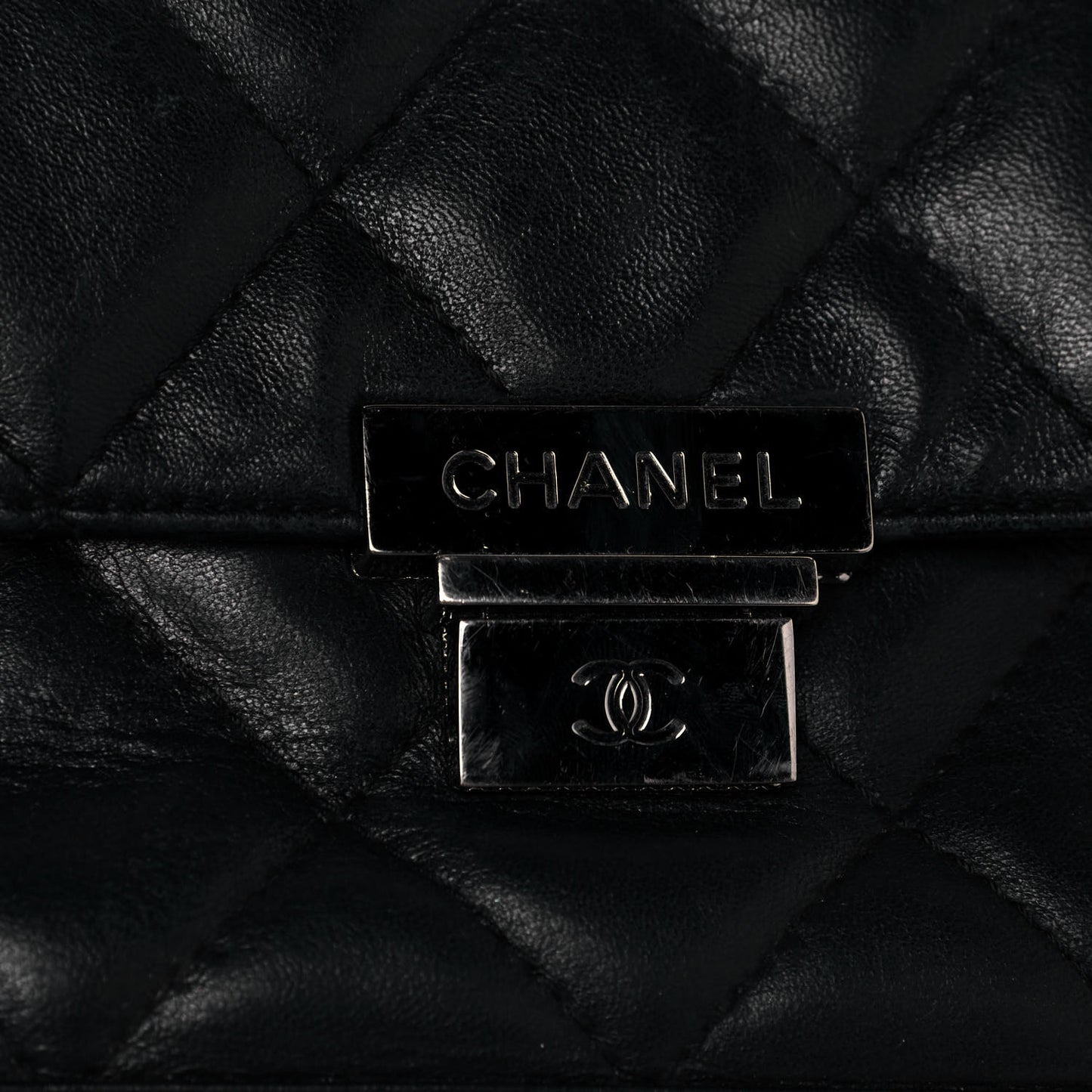 Calfskin Quilted Accordion Flap Black